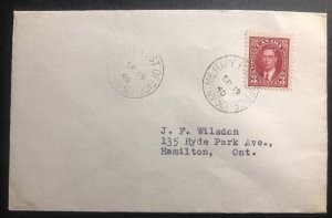 1940 Valcartier Canada Military Post Office 501 cover To Hamilton