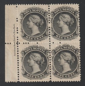 EDSROOM-13485 Nova Scotia 8 MNH 1860-3 Inscription Block of 4 CV$80