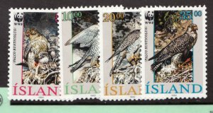 1992 Iceland Sc# 762-65 - WWF Falcon bird set MNH - cv$11.00