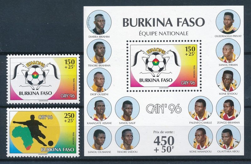 [110531] Burkina Faso 1996 Football soccer National team With sheet MNH