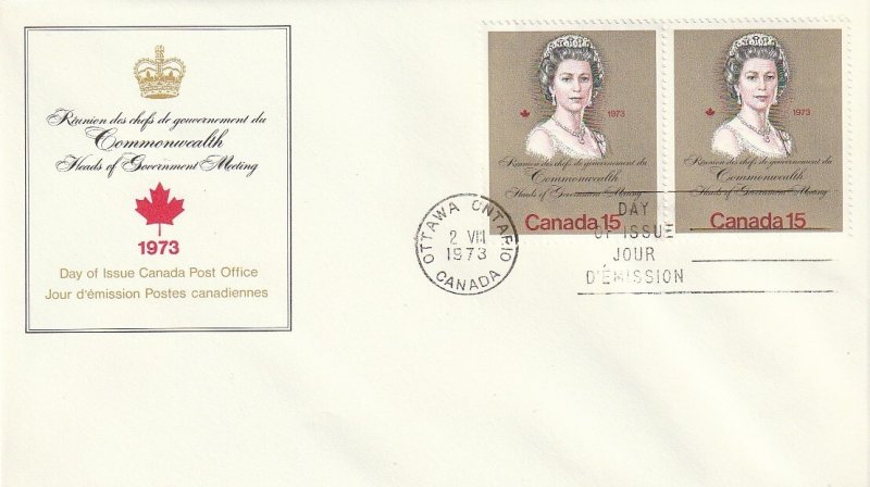 1973 Canada FDC Sc 621 - pair - Royal Visit - Queen Elizabeth II