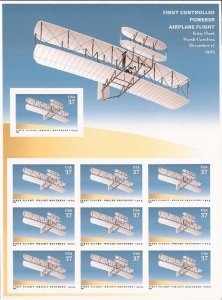 US Stamp 2003 Wright Brothers First Flight - 10 Stamp Sheet #3783