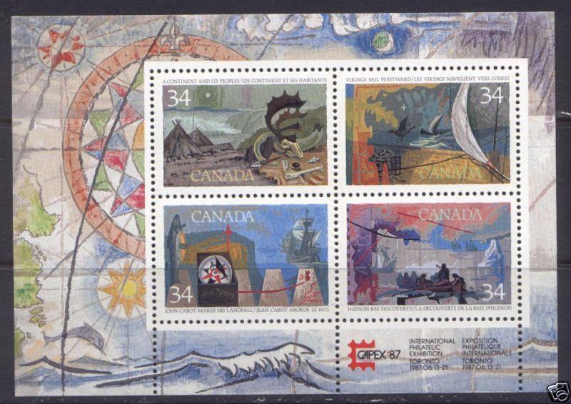 Canada 1107b MNH Explorers, Ship, Map, fish, Capex87