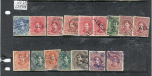 COSTA RICA 1889 LOT OF 16 ASSORTED CANCELS      VFU      P1212H