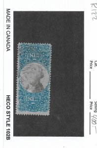 $1.90 2nd Issue Revenue Tax Stamp, Sc # R122, used. Nice Canx (55912)