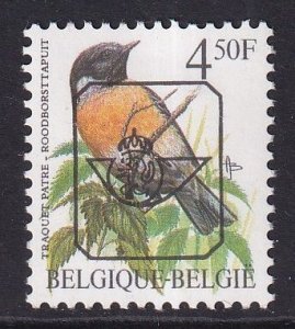 Belgium  #1223  MNH  1990  birds 4.50f  pre cancelled traquet patre