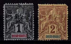 Diego-Suarez 1894 French Tablet key-type inscr., 1c & 2c [Unused]