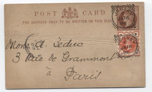 1888 Jersey uprated postal card to France [6521.145]