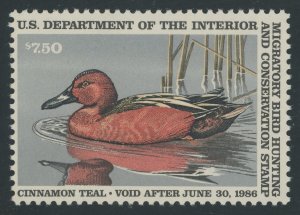 USA RW52 - 1985 Federal Duck Stamp - F/VF Mint never hinged