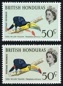 British Honduras SG210 1962 50c Bird with MASSIVE RED SHIFT U/M