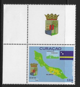 Curacao #1 111c Map of Curacao and West Indies, Arms and Flag ~ MNH
