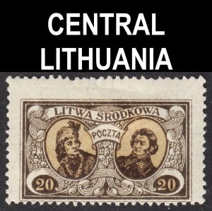 Central Lithuania Scott 42 perf 13 1/2 Fine mint OG HH.