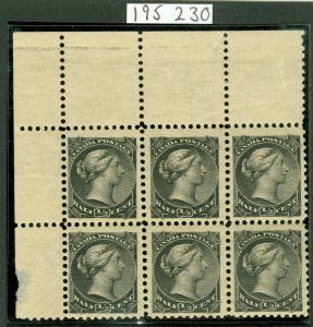 SG 101 Canada 1882-97. 1/2 C Black, Block Of 6. Fine Ungrasped MNH Cat-