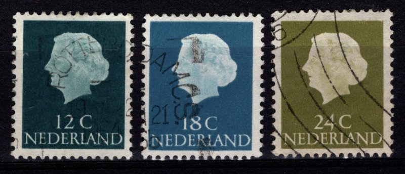 Netherlands 1953-72 Juliana Definitives, 12c, 18c, 24c [Used]