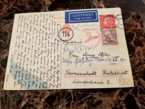 1944 Stockholm Sweden Censored Postcard Cover to Theresienstadt Ghetto