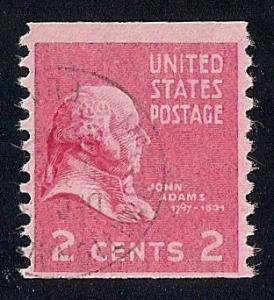 841 2 cent SUPER CANCEL John Adams coil Stamp used F