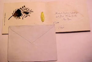 PALESTINE BETHLEHEM 1937 CHRISTMAS CARD WITH FLOWER