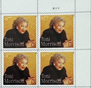 US Toni Morrison UR Plate Block of 4 stamps. Pre-Order Ships 7 Mar 2023.