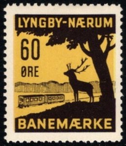 Vintage Denmark Private Local Stamp 60 Ore Lyngby-Naerum Railway Unused