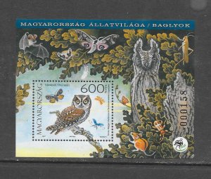 BIRDS - HUNGARY #4439  OWLS  S/S  MNH