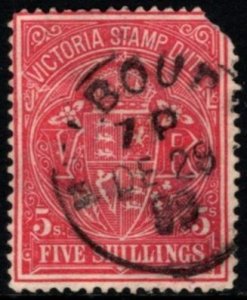 1879 Victoria Revenue 5 Shillings Coat of Arms Postally Used