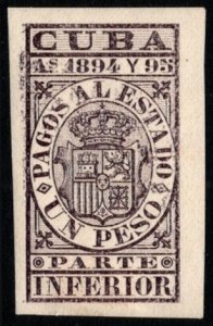 1894-5 Cuba Revenue One Peso Payments to the State Unused