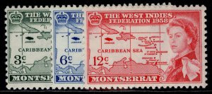 MONTSERRAT QEII SG150-152, 1958 British Caribbean Federation set, M MINT. 