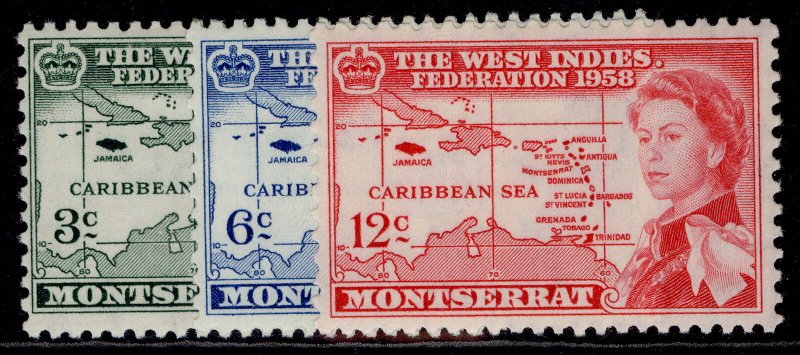 MONTSERRAT QEII SG150-152, 1958 British Caribbean Federation set, M MINT.