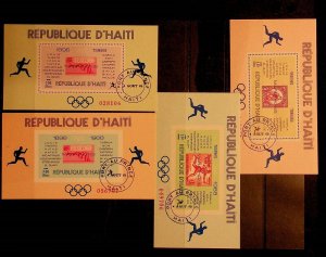 HAITI Sc 616P-Q (NOTE) USED PERF+IMPERF SOUVENIR SHEETS OF 1969 - OLYMPICS