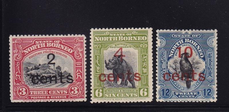 North Borneo Scott # 160 - 162 VF OG mint LH nice color scv $ 120 ! see pic !