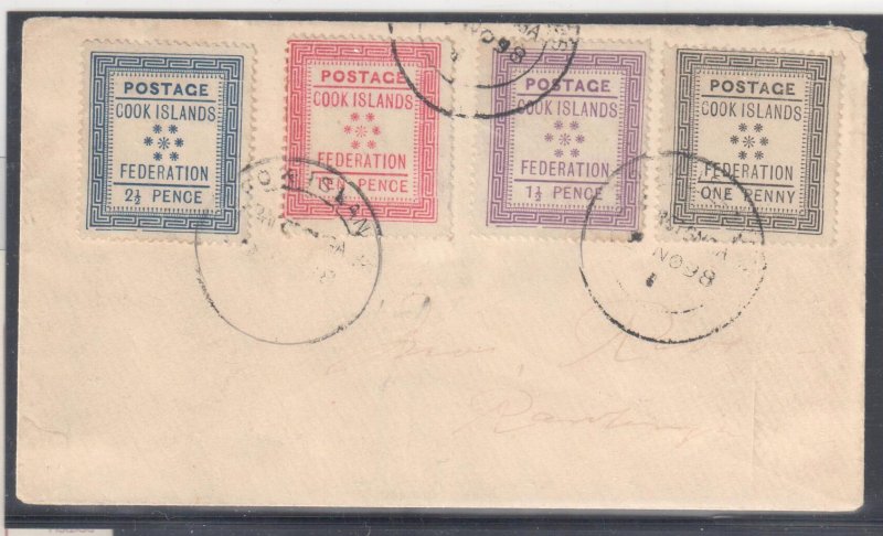 Cook Islands #1 to 4 on rare cover C$1475,00