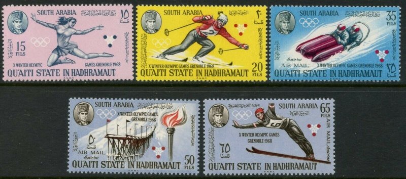 SOUTH ARABIA QU’AITI MI#123-30 1968 Grenoble Olympics Perf Cpl Set OG MNH