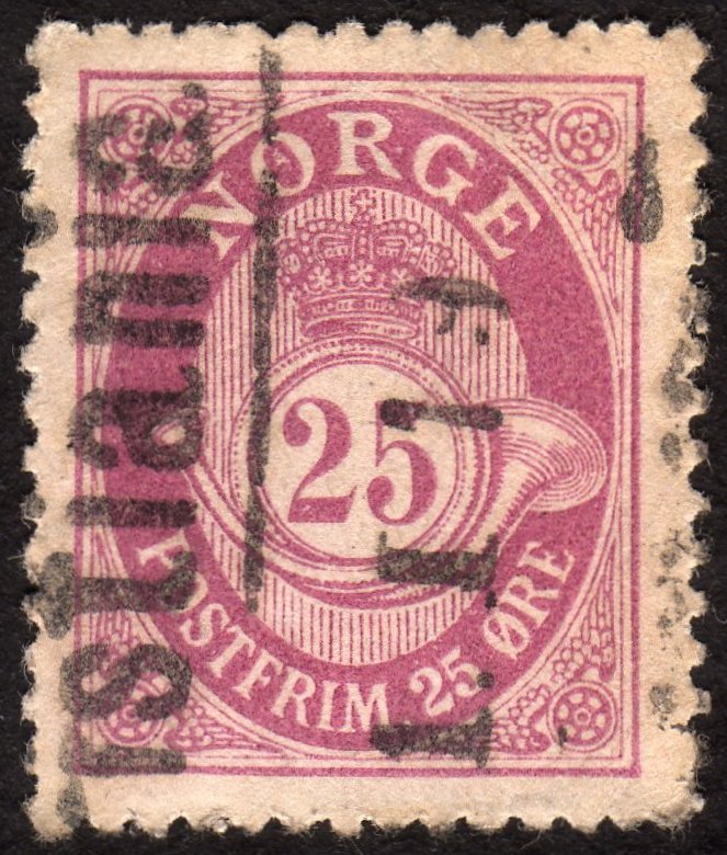 1901, Norway 25ö, Posthorn, Used, Sc 54