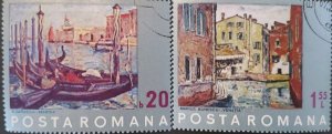 P) 1972 ROMANIA, VENICE GÓNDOLAS, PAINTING VENICE, STAMPS PAIRS, MNH