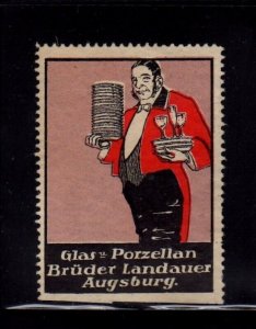 German Advertising Stamp - Brothers Landauer Glass & Porcelain, Augsburg