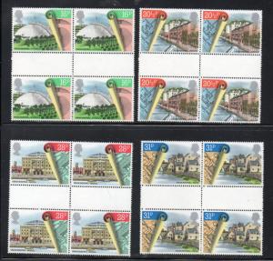 Great Britain Sc 1049-52 1984 Heraldry stamps gutter blocks of 4 mint NH