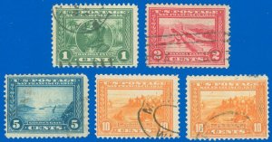 SCOTT #397-400A, Panama-Pacific Lot/5 Stamps, Used-F/VF, Sound, SCV $55.50 (SK)