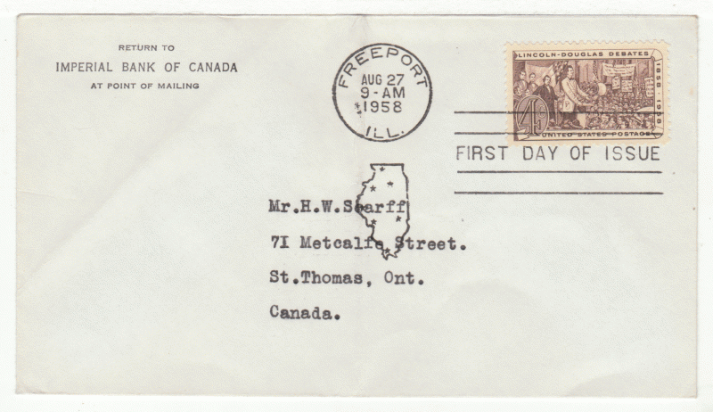 USA First Day Cover # 1115 - Lincoln Douglas Debates