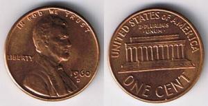 1960 D Lincoln Memorial Small Date Cent B258