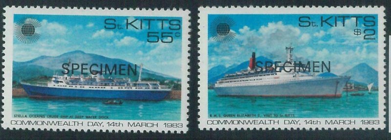78385 - ST KITTS - STAMPS - 1983  BOATS Ships 2 values MNH Overprinted SPECIMEN