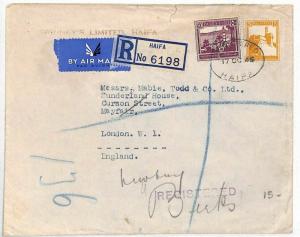 AL85 PALESTINE Cover 1945 *Haifa* GB Air Mail Mayfair London {samwells-covers}