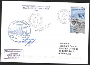 {A157} TAAF 2013 Seals Ships L'Astrolabe Commandant Signature Antarctic ...