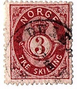 NORWAY 1872 Scott 18 used scv $12.00 less 80%=$2.40