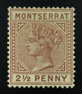 MOMEN: MONTSERRAT SG #9 1884-5 CROWN CA MINT OG H £275 LOT #61896