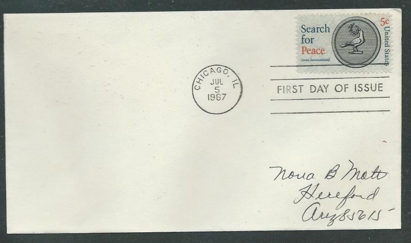 U S  Scott 1326   FDC  Search for Peace