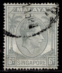 SINGAPORE GVI SG21, 6c grey, FINE USED.