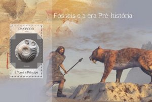 ST. TOME PRINCIPE 2014 SHEET st14403b FOSSILS PREHISTORY