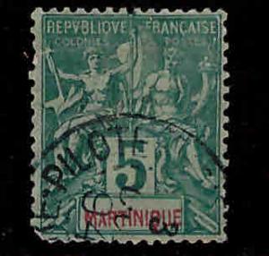 Martinique Scott 36 used 1892 stamp margin tear at top left