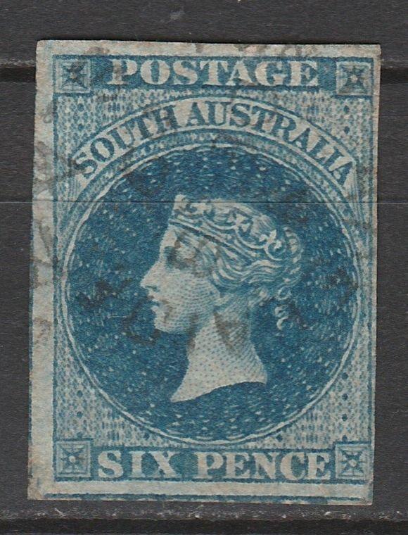 SOUTH AUSTRALIA 1855 QV 6D IMPERF USED