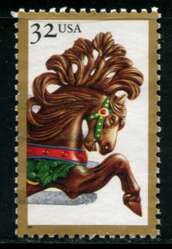 2979 US 32c Carousel Horses, used